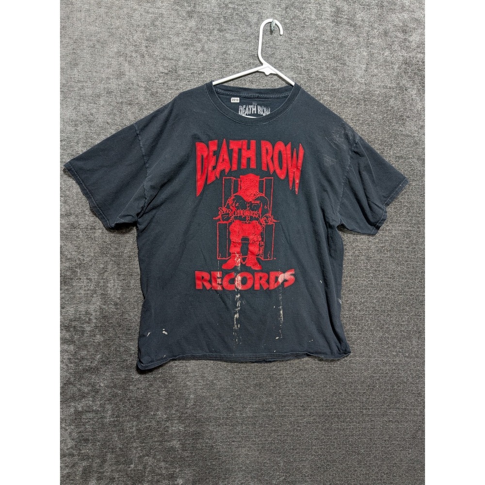 Death Row Records Graphic T-Shirt Mens XL Black Red Hip Hop Rap Tee Distressed